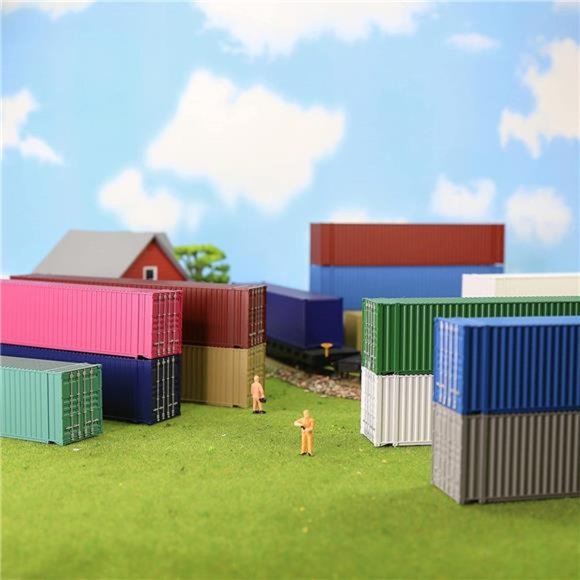 9pcs Different Colored HO Scale 1:87 45ft Blank Shipping Container 45' Cargo Box - Picture 2 of 7